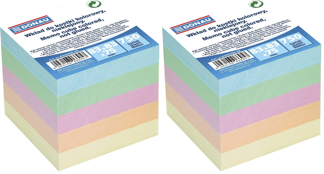DONAU 8309000-99 Zettelklotz/Notizklotz für Zettelbox, 83 x 83 x 75 mm (Packung mit 2)