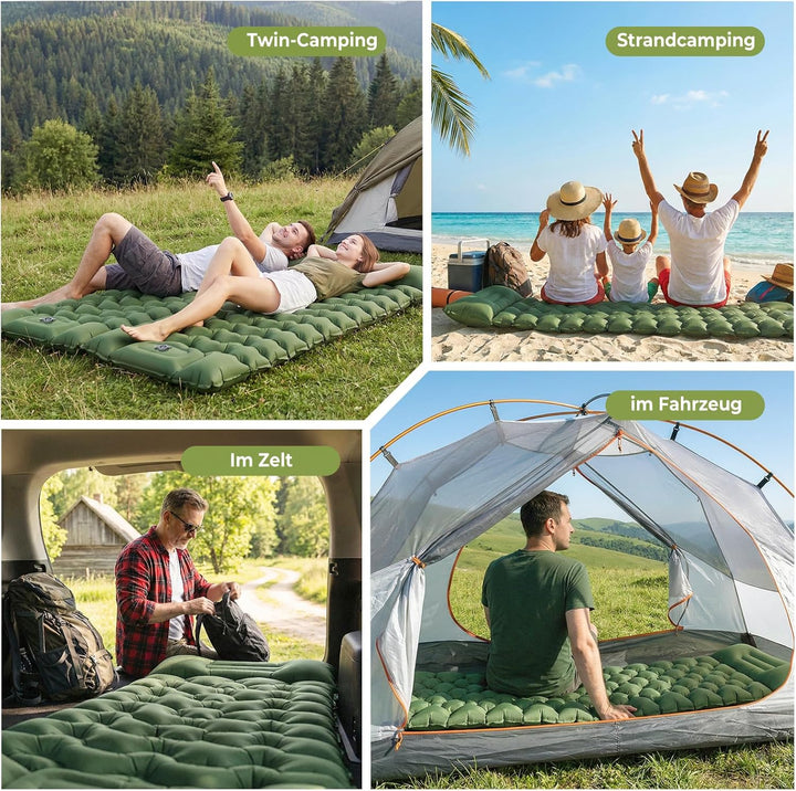 Elegear Isomatte Camping, 12CM Verdicktes Aufblasbare Luftmatratze mit Fusspumpe, Strapazierfähiges