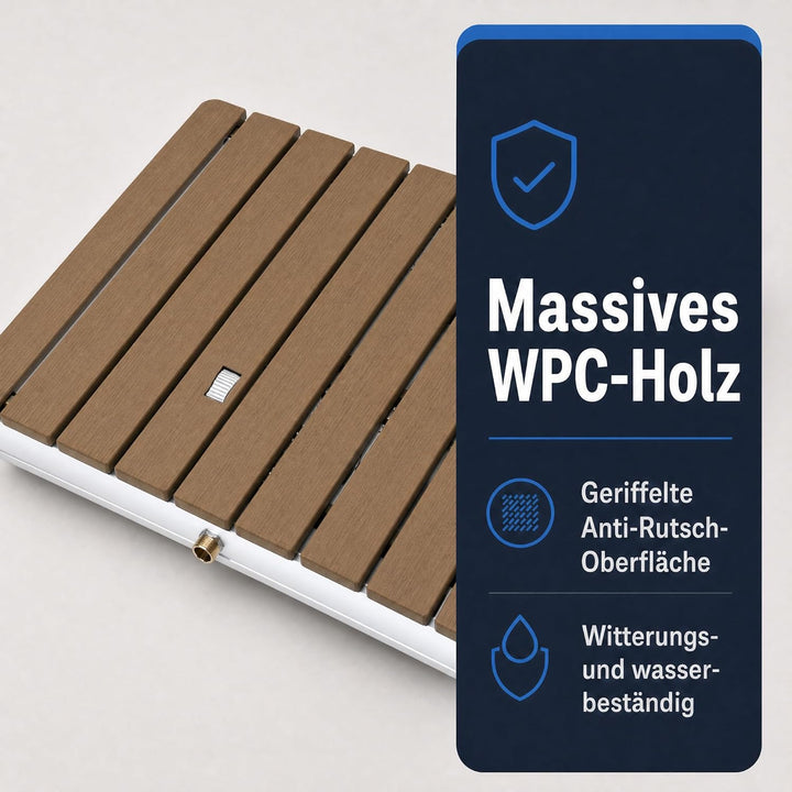 @tec Gartendusche Aussendusche aus WPC, im Holz Look, Mobile Bodendusche Campingdusche, Sauna- & Poo