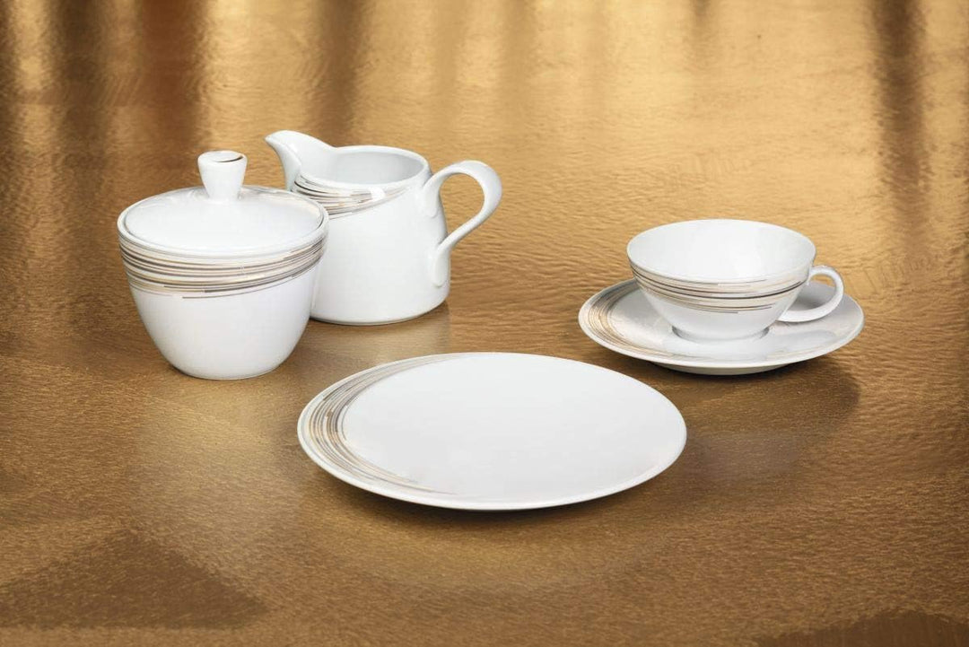 Seltmann Weiden 001.737637 Fashion Boston Teeservice 20-teilig, Hartporzellan, Schwarz/Gold