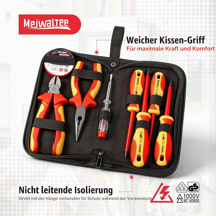 8 tlg VDE Isoliertes Schraubendreher-Set, Professionelles 1000V Isoliertes Elektriker-Werkzeugset, m