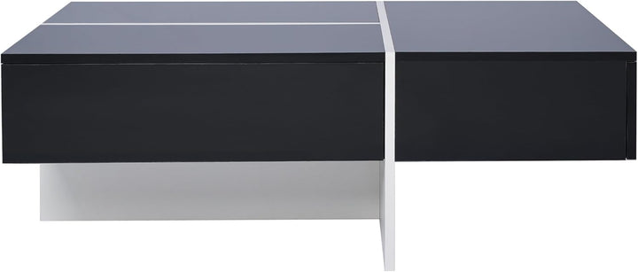 Merax Hochglänzender Couchtisch Wohnzimmermöbel Beistelltisch CoffeeTable mit LED 100x50x34.5cm Schw