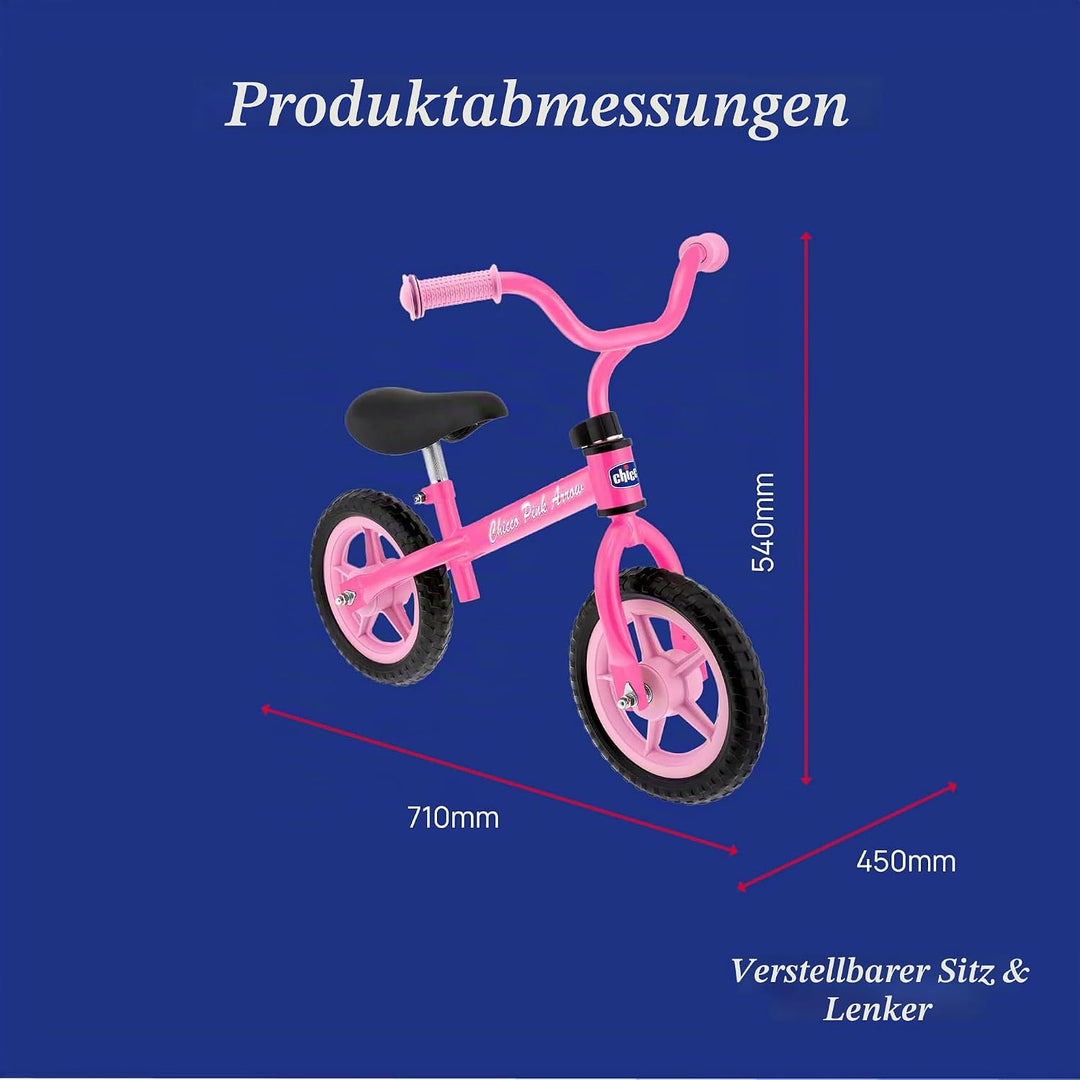 Chicco Pink Arrow Laufrad für Kinder 2-5 Jahre, fürs Gleichgewicht, mit höhenverstellbarem Sattel un