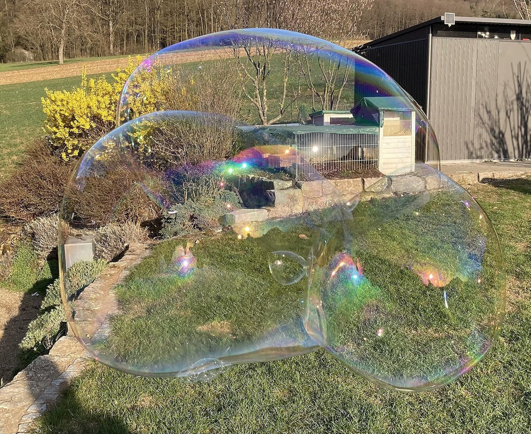 2 Paar Stäbe (33cm) Riesenseifenblasen klein + Pulver für 5L, Holz Seifenblasen Set Kinder