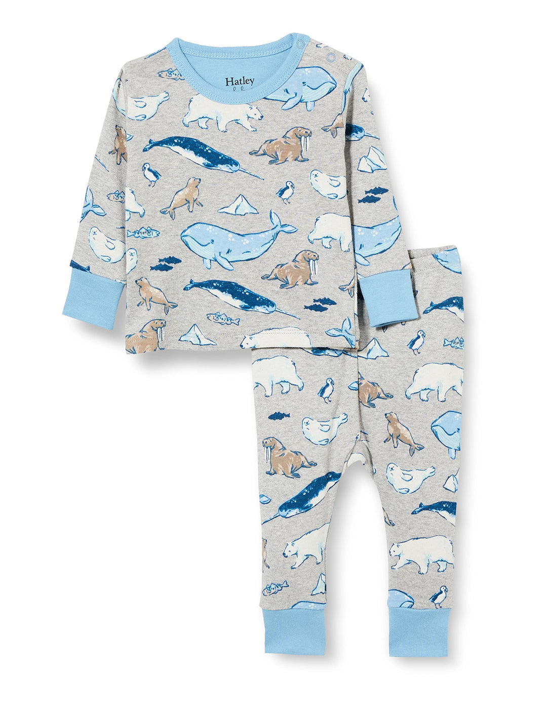 Hatley Baby - Jungen Organic Cotton Long Sleeve Pyjama Set Pyjamaset 9-12 Monate Arctic Animals, 9-1