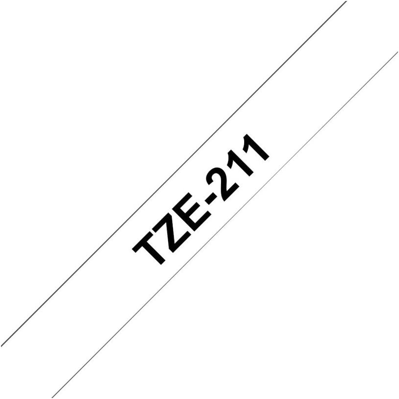Brother Original P-touch Schriftband TZe-211 6 mm, schwarz auf weiss (kompatibel u.a. mit Brother P-