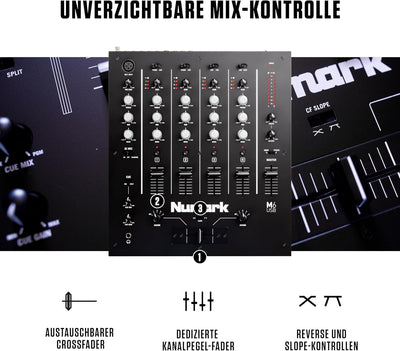 Numark M6 USB - 4-Kanal DJ-Mixer mit integriertem Audio Interface, 3-Band EQ, Mikrofoneingang und au