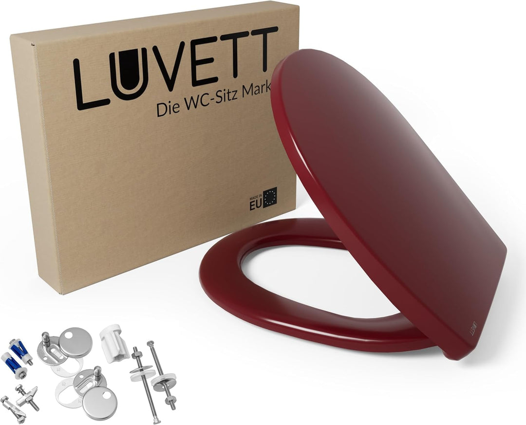 LUVETT® WC-Sitz mit Absenkautomatik C100 oval universell, Toilettendeckel mit 3 Edelstahl Montagelös
