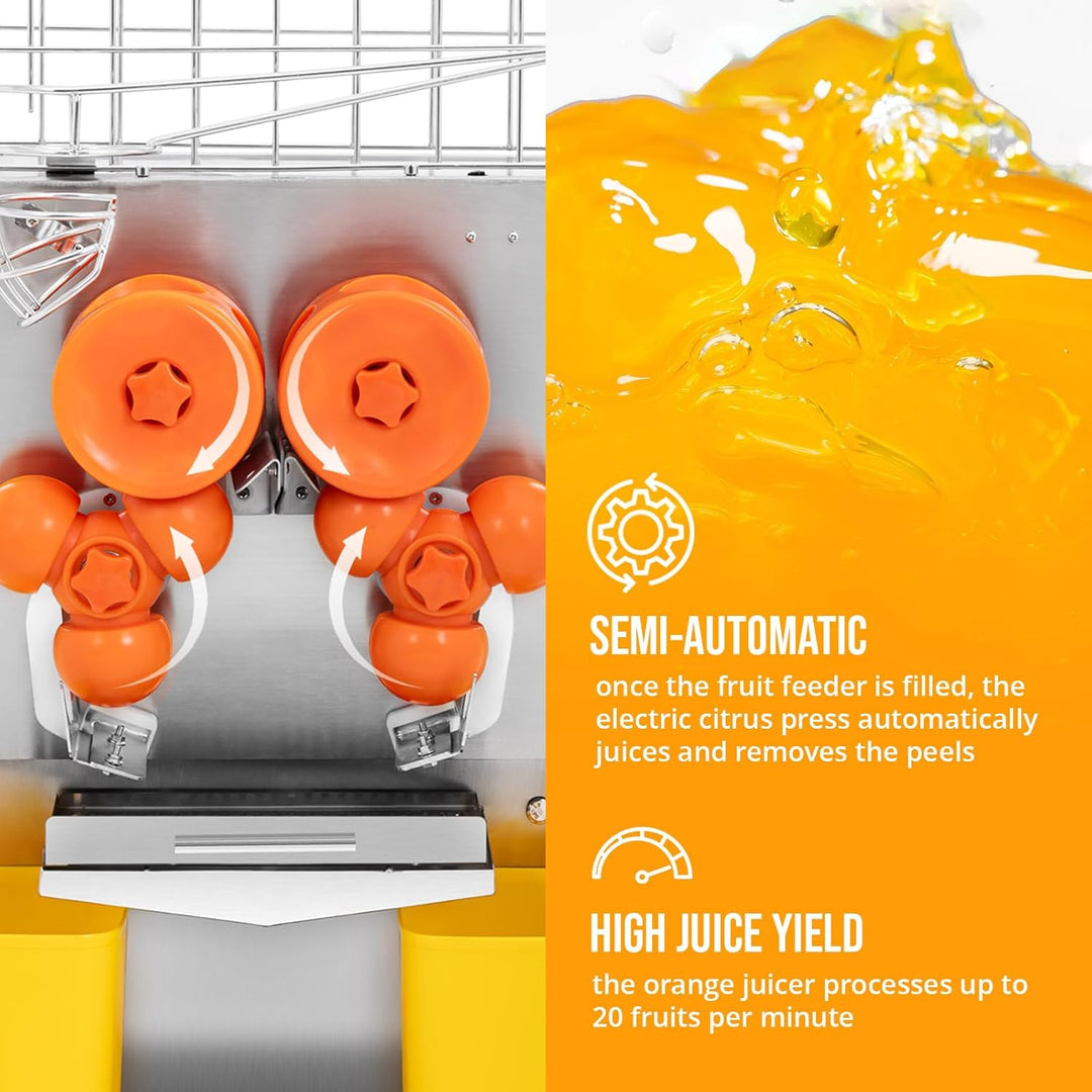 Royal Catering Orangenpresse elektrisch halb automatisch 120 W 20 Orangen/min Zitruspresse Orangensa