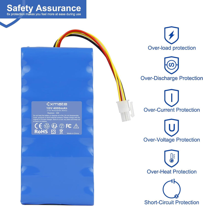 Exmate 18V 4000mAh Akku Ersatzakku für Husqvarna Automower 320, 330X, 420, 430, 430X, 440, 450X, 520