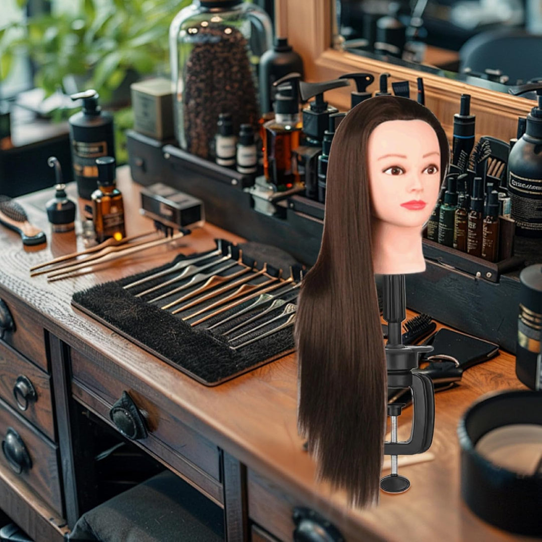 Stylingkopf 24, 80 Zoll Haarsimulation Kunstfaser-Schaufensterpuppenkopf mit Haartraining für Make-u