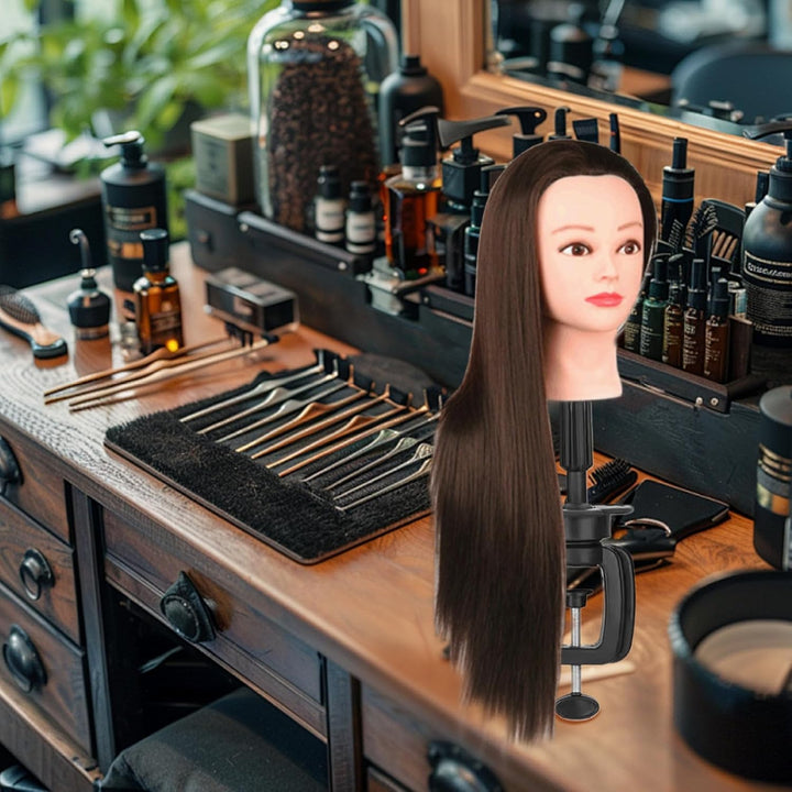 Stylingkopf 24, 80 Zoll Haarsimulation Kunstfaser-Schaufensterpuppenkopf mit Haartraining für Make-u
