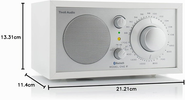 Tivoli Audio Model One BT Bluetooth UKW-/MW-Tisch Radio (Weiss/Silber) Weiss / Silber, Weiss / Silbe
