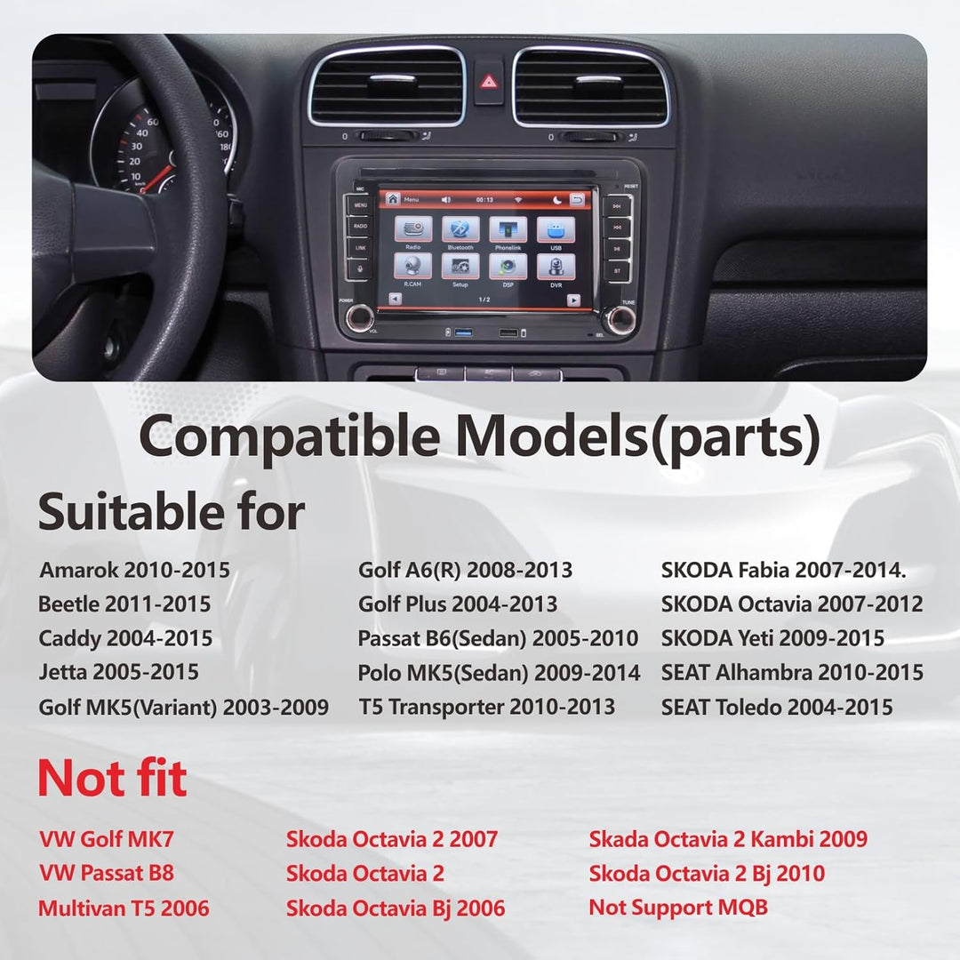 Autoradio Plug und Play Kompatibel für VW Golf 5 6 Passat Polo RCD330 mit kabelloses CarPlay Android