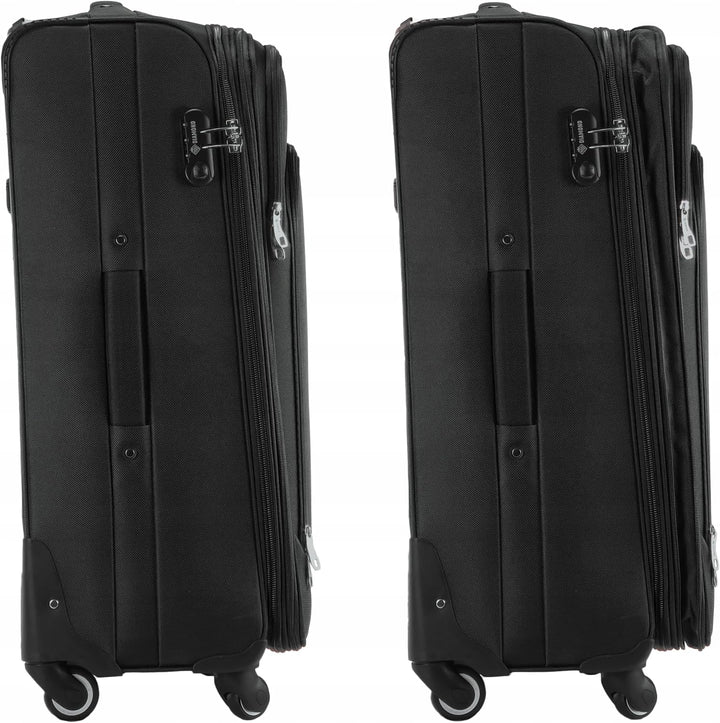 DIAMOND Grosser Weichschalenkoffer XL 28" – Schwarz, Codura 1200D, 360° Rollen, Zahlenschloss, Erwei