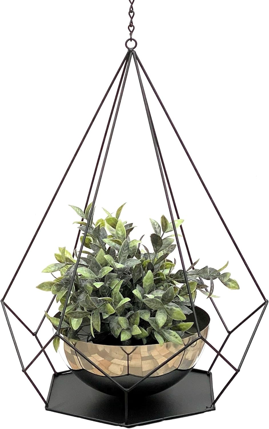 DanDiBo Blumenampel Innen Metall Wand Hängepflanzen 76 cm 96095 L mit Topf 6 Ecken Pflanzenhänger Bl