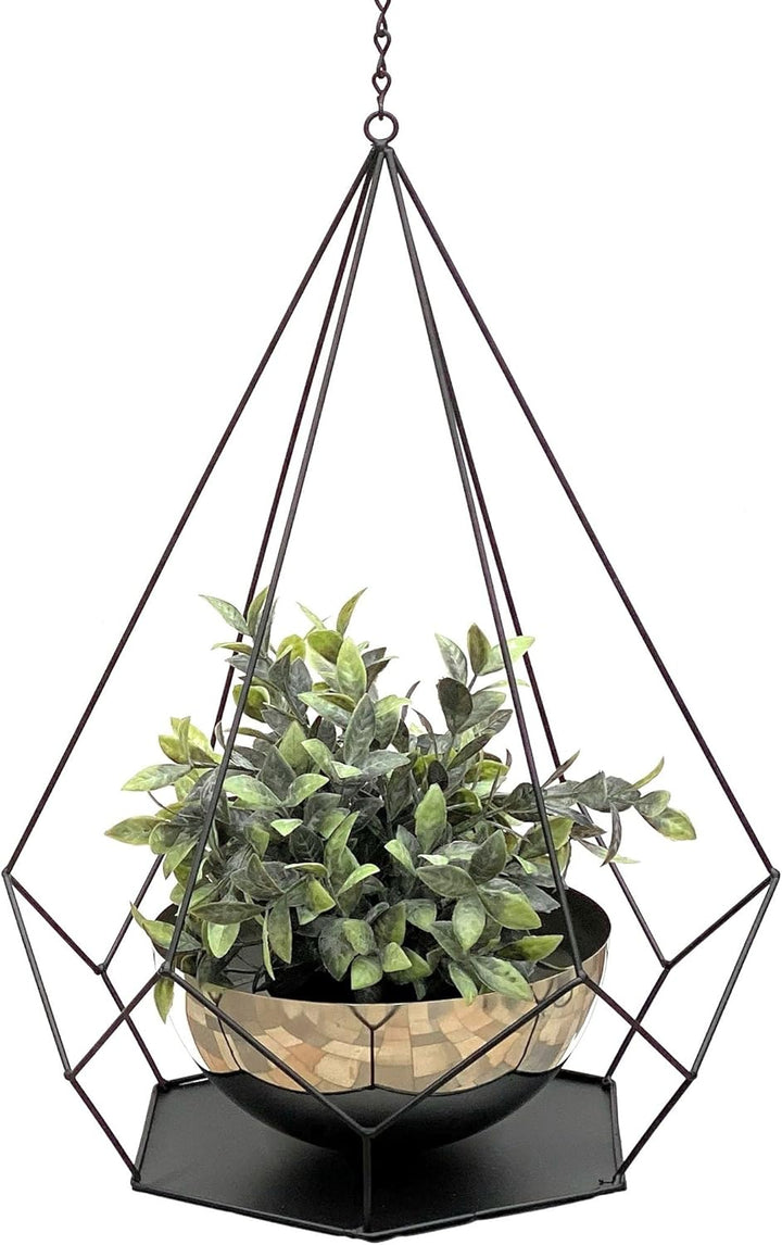 DanDiBo Blumenampel Innen Metall Wand Hängepflanzen 76 cm 96095 L mit Topf 6 Ecken Pflanzenhänger Bl