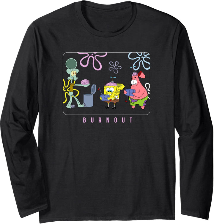 SpongeBob Burnout Brain Humor Meme Langarmshirt
