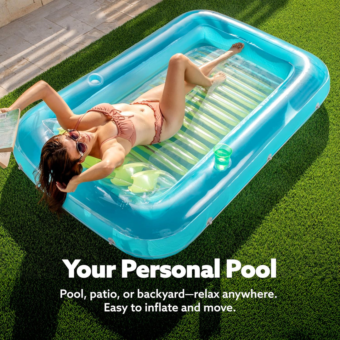 Sloosh Inflatable Sun Pool Lounge Float, Suntan Tub Raft Float, Tanning Pool with Removable Cushion,
