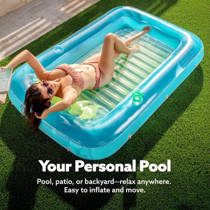 Sloosh Inflatable Sun Pool Lounge Float, Suntan Tub Raft Float, Tanning Pool with Removable Cushion,