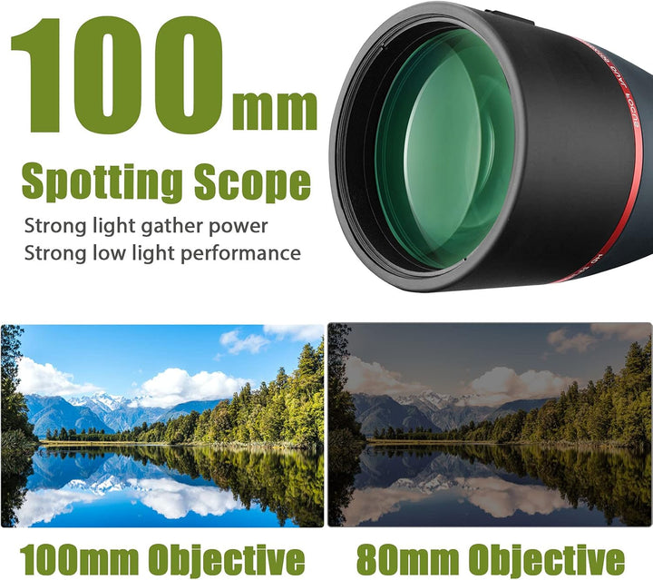 Svbony SV406 Spektiv 25-75x100, Doppelfokus FMC Porro Beschichtungsprisma, Wasserdichtes Abgewinkelt