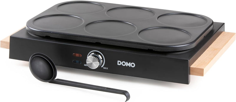 DOMO DO8717P Pancake-Platten Antihaftbeschichtung, Kontrollleuchte Schwarz