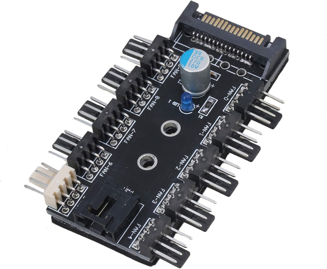 Lüftersteuerung 12 V von BQLZR Hub, SATA Eingang 10 Port mit PWM-Kabel für Motherboard 3-polig/4-pol