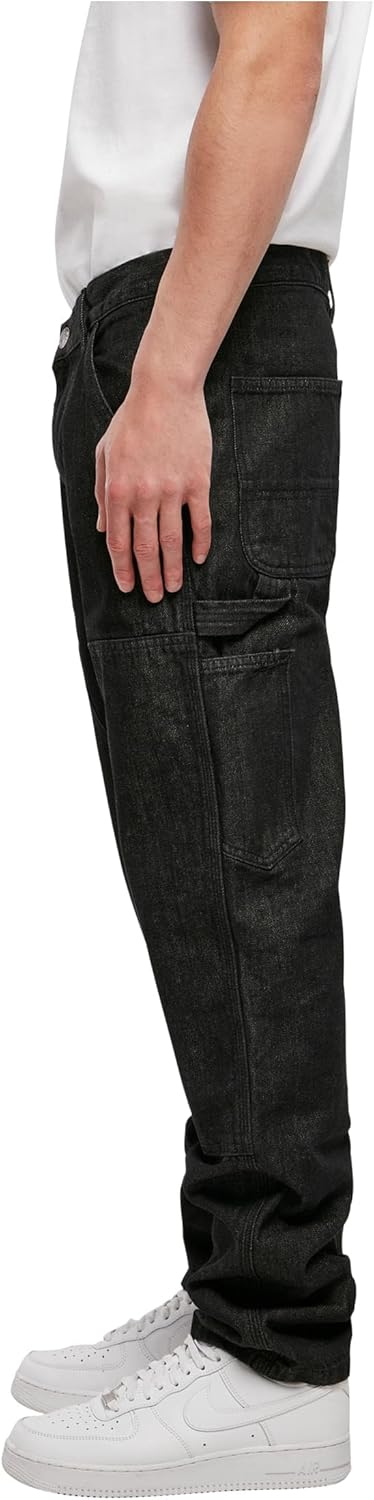 Urban Classics Herren Double Knee Jeans 30 Realblack Washed, 30 Realblack Washed