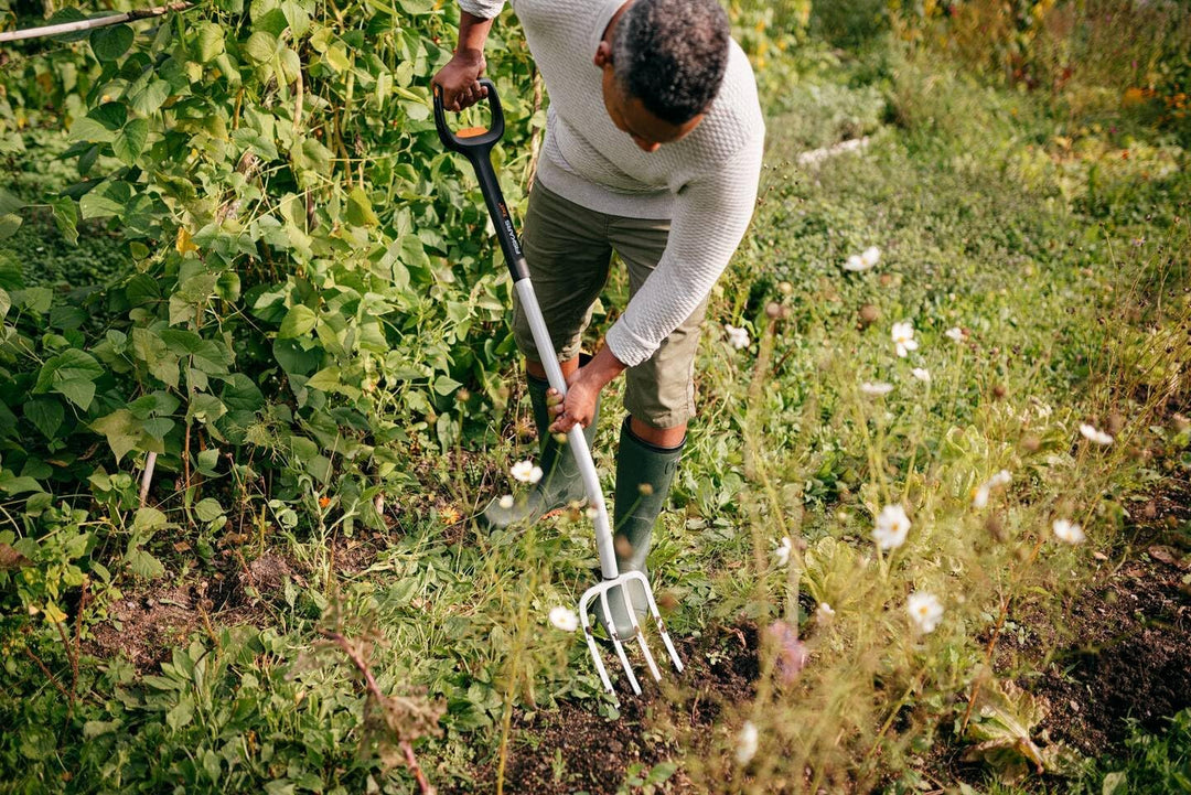 Fiskars Teleskop-Spatengabel für Harte, steinige Böden, Mit 4 Zinken | Länge 1,10 m bis 1,30 m, Hoch
