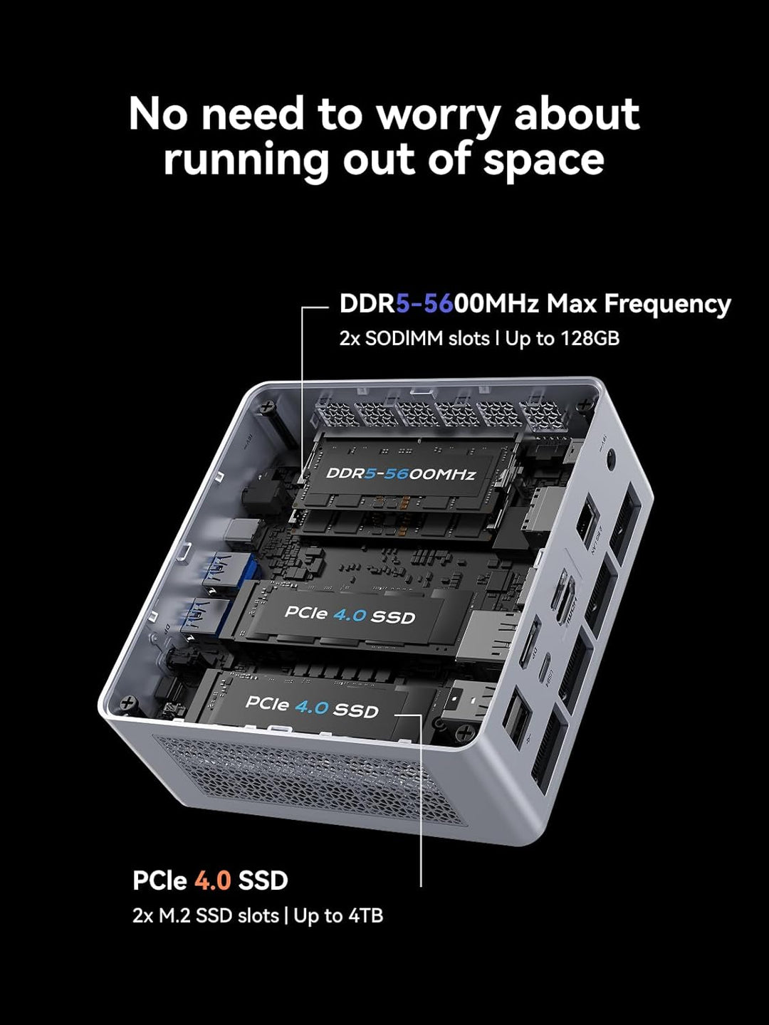 MINIS FORUM X1-Lite 255 Mini PC mit AMD Ryzen 7 255 (8C/16T), 32GB DDR5-RAM 512GB M.2 SSD, HDMI 2.1/