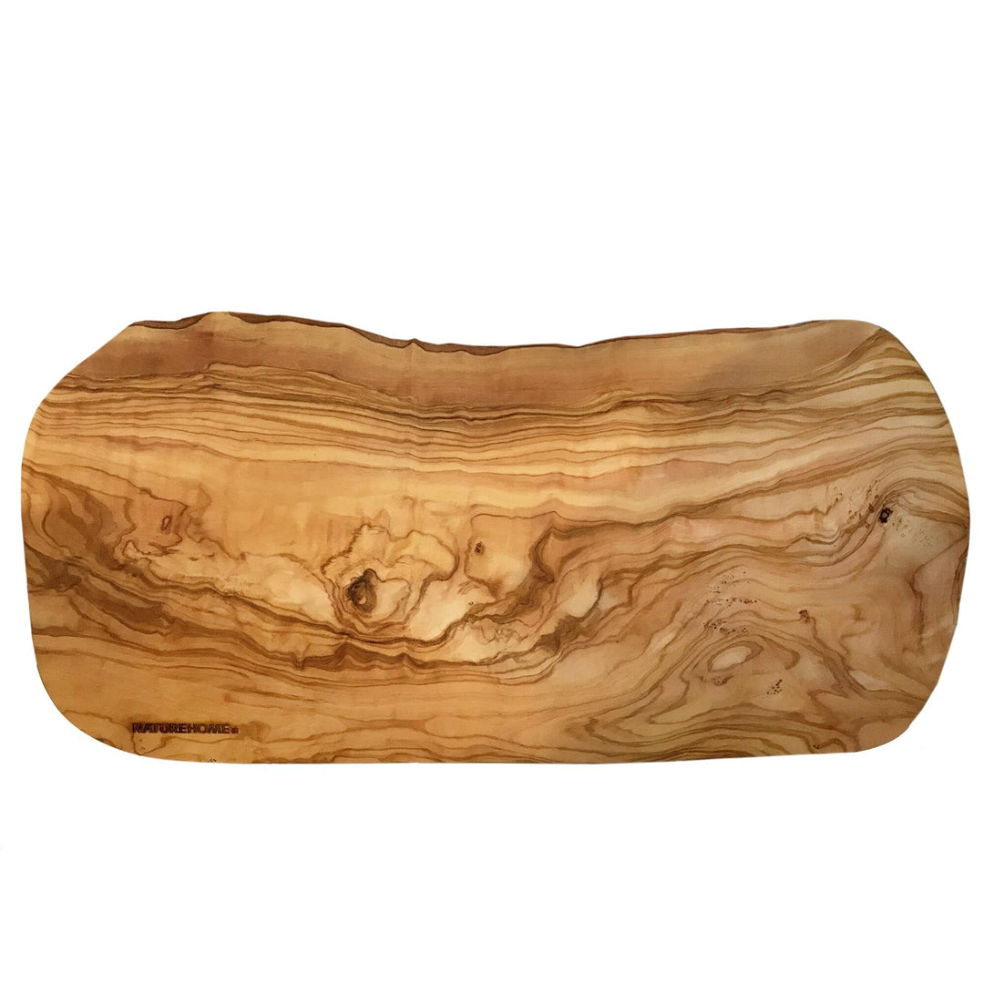 NATUREHOME ovale Baumscheibe Olivenholz 50 cm extra gross naturbelassene Rindenscheibe als Servierbr