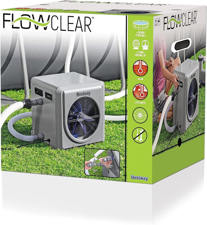 Bestway Flowclear Poolheizung Air Energy, 4.400 W, 43 x 47,5 x 47 cm, Grau Poolheizung 4400W Single,