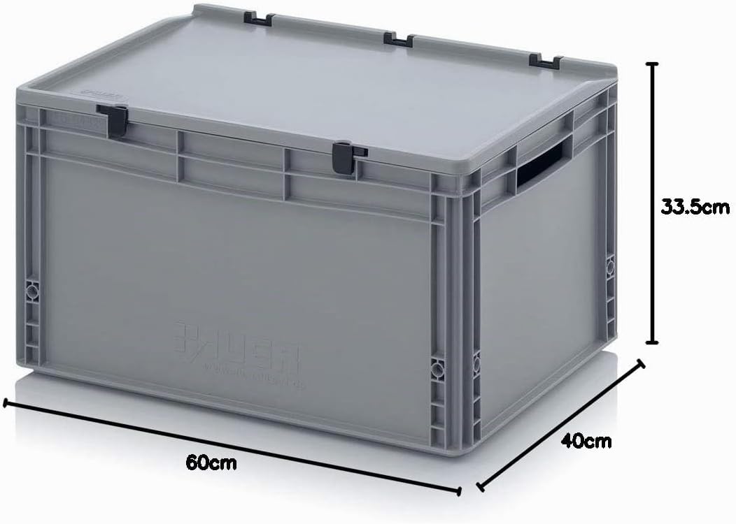 Auer Packaging Eurobehälter-Eurobox 60 x 40 x 33,5 cm mit offenen Griffen und Scharnierdeckel inkl.