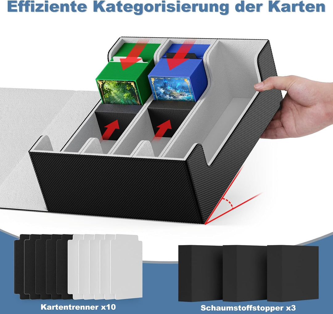 Mlikero Sammelkarten-Aufbewahrungsbox für 1800+ Karten, Magnetische Karten Deck-Box für MTG YuGiOh u