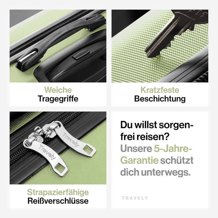 Travely Premium Handgepäck Koffer 40x30x20cm - passend für Ryanair, Lufthansa, Eurowings und co. I 2
