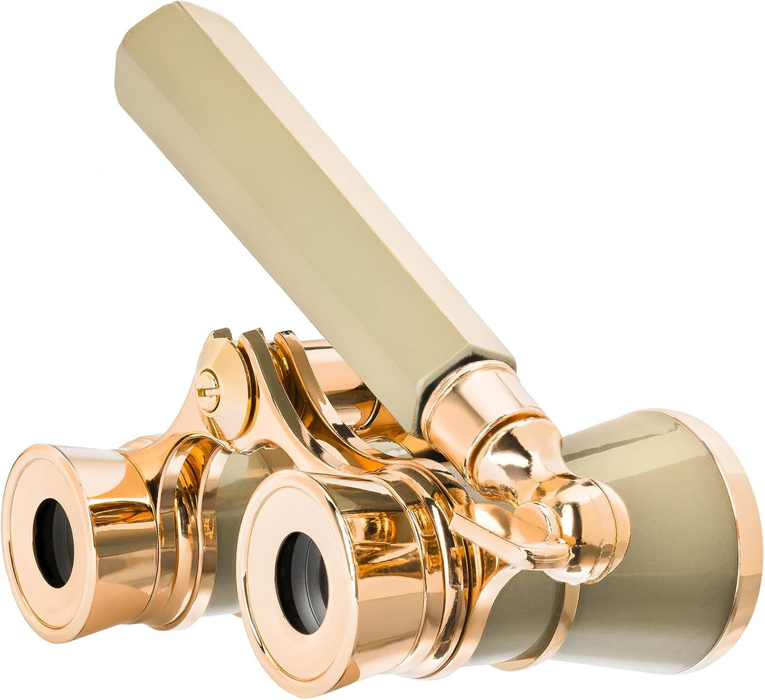 Levenhuk Broadway 325E Opernglas (Goldfarbiges Theaterfernglas mit Ausziehbarem Griff) GOLD, mit Gri