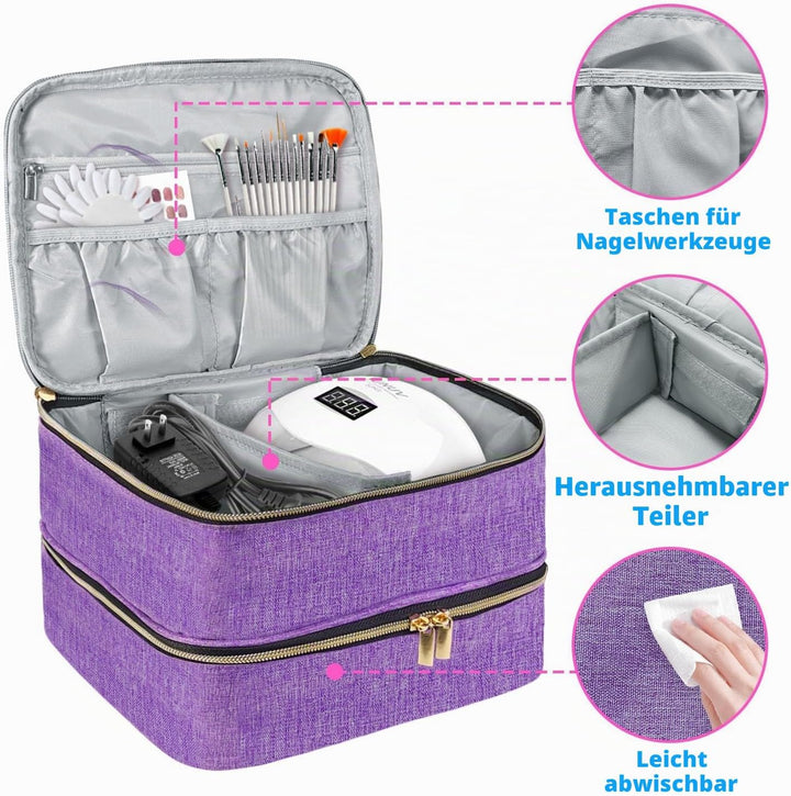 Nagellack Organizer Tasche, Doppelschicht Nagellack Aufbewahrung Box, Organizer Koffer für Nageldesi