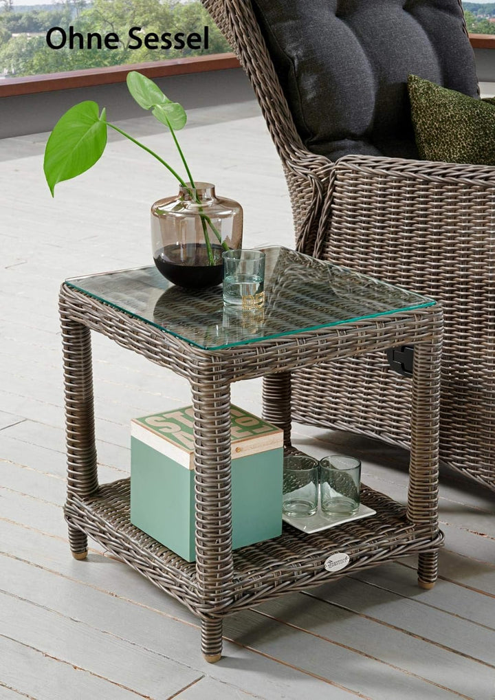 Destiny Loungetisch Merano Tisch Polyrattan Beistelltisch Kaffeetisch 46 x 46 cm - Ohne Sessel