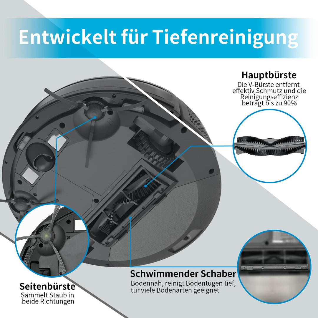 P25 Saugroboter, Staubsauger Roboter mit 4000 Pa Saugkraft, Roboterstaubsauger mit Ladestation, Saug