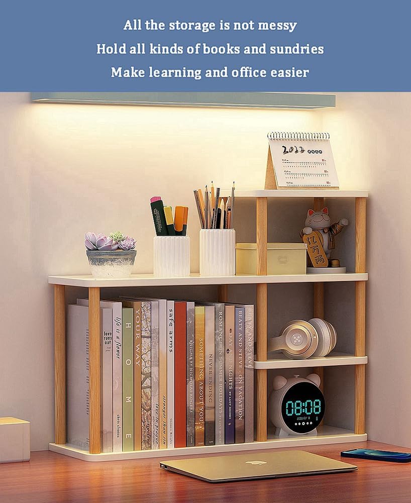 Desktop-mehrschichtiges Bücherregal-Speicherregal, grosse Kapazität Massivholz-Speicherwand auf dem