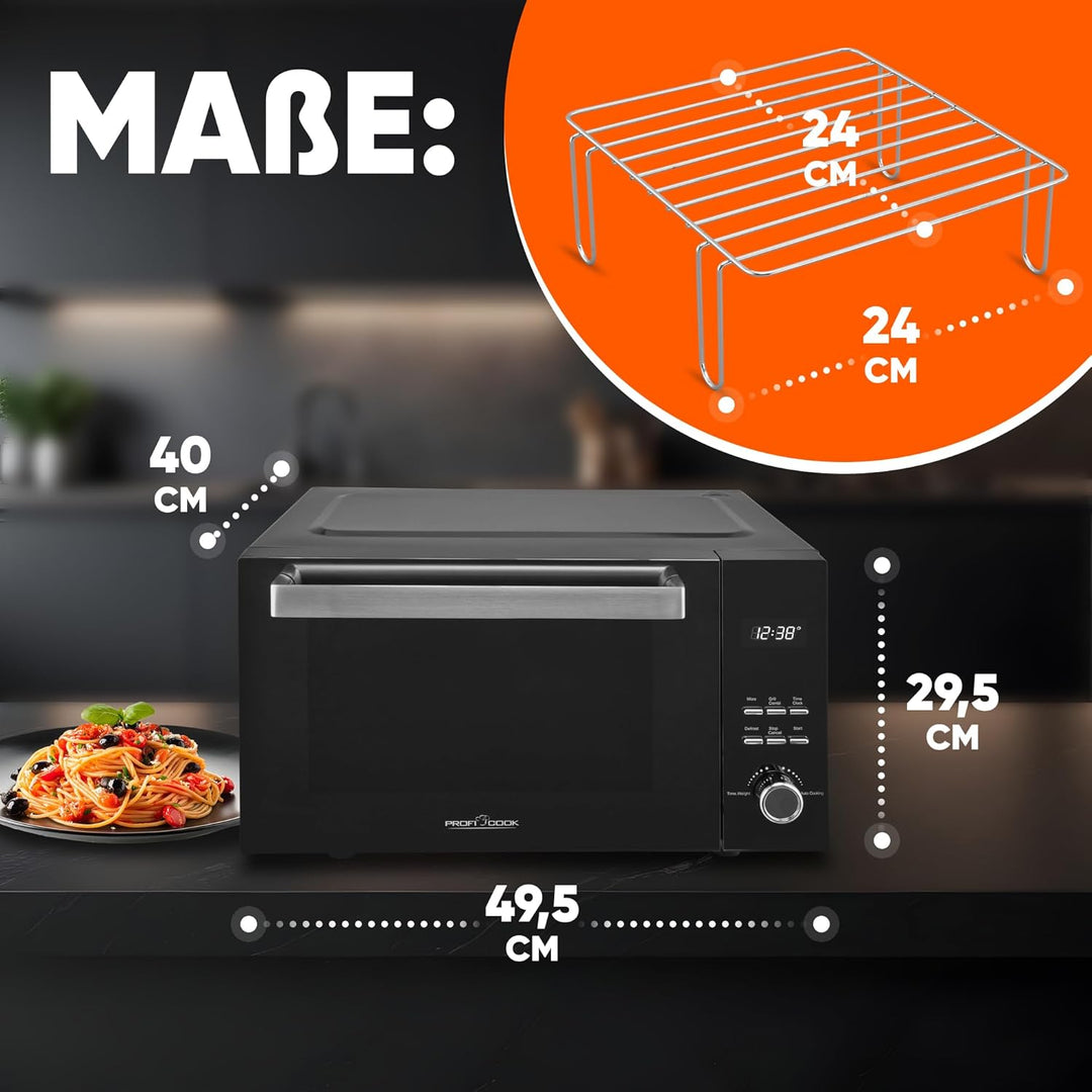 ProfiCook® Mikrowelle mit Grill | 23L | ohne Drehteller | vertikalöffnende Tür | 1000 Watt Grillleis