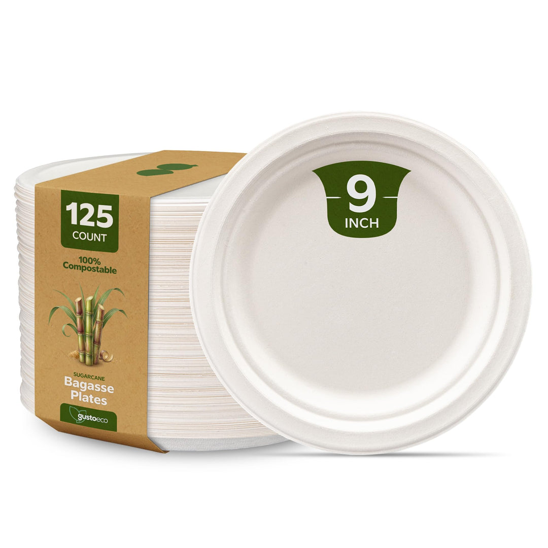 100% kompostierbare, robuste 22, cm Teller [125er-Packung] Umweltfreundliche Einweg-Pappteller aus Z