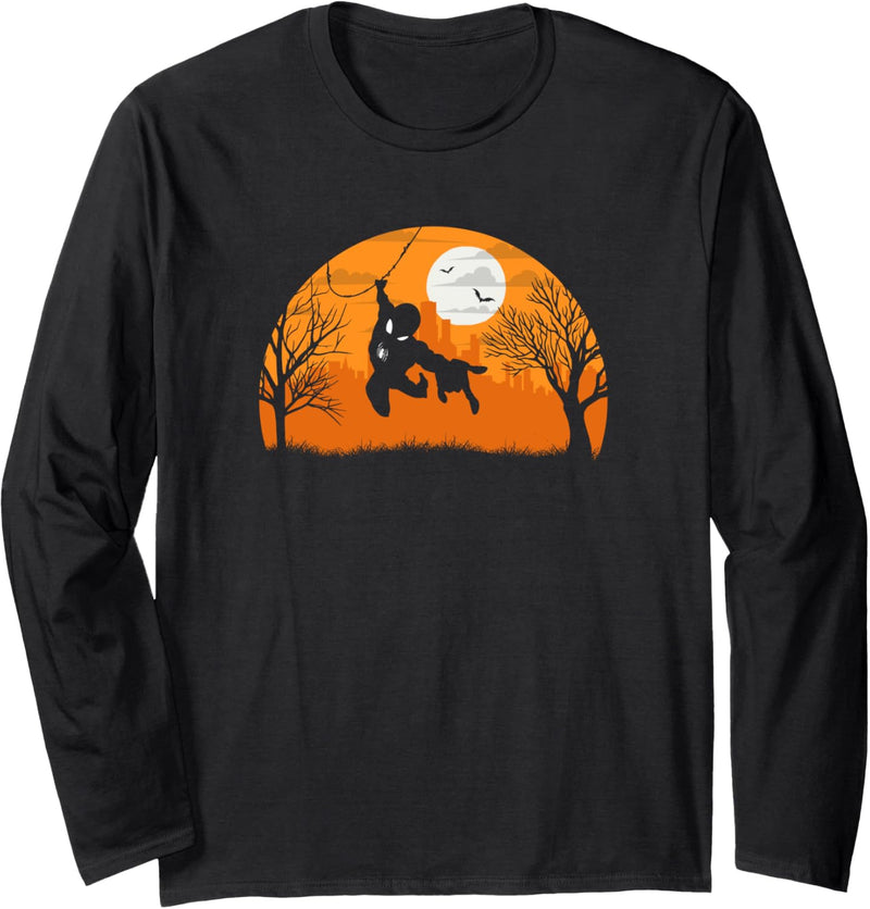 Marvel Spider-Man Silhouette Swing Halloween Langarmshirt