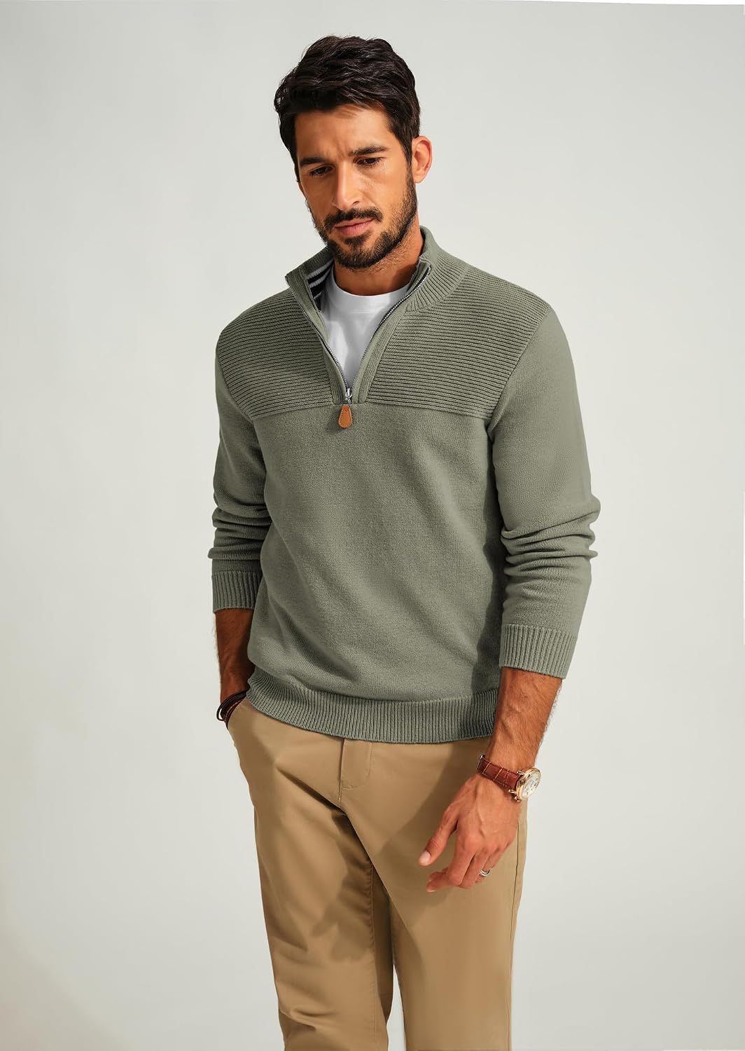 PJ PAUL JONES Troyer Pullover Herren mit Reissverschluss Arbeitspullover | Half Zip | Dicker | Stehk