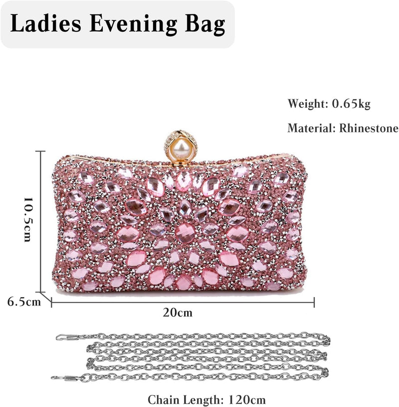 CORIOS Strass Clutch für Damen Shiny Abendtasche Diamant Clutch Tasche Kette Schultertasche Elegante