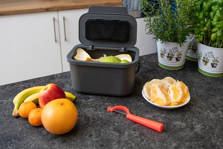 Go Practic 4-er Mülleimer-Set Küche Mülltrennsystem 3x Mülleimer 25l mit Deckel 1x Kleiner Abfalleim