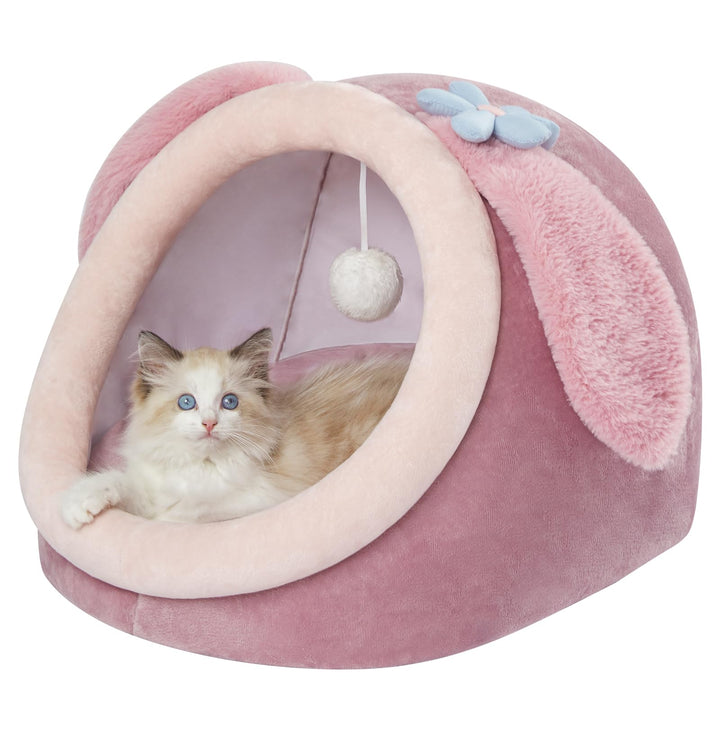 Jiupety Nettes Katzenhöhle, Katzen höhle Katzen bettchen, Katzenbett Flauschig M (38 cm x 37 cm x 32