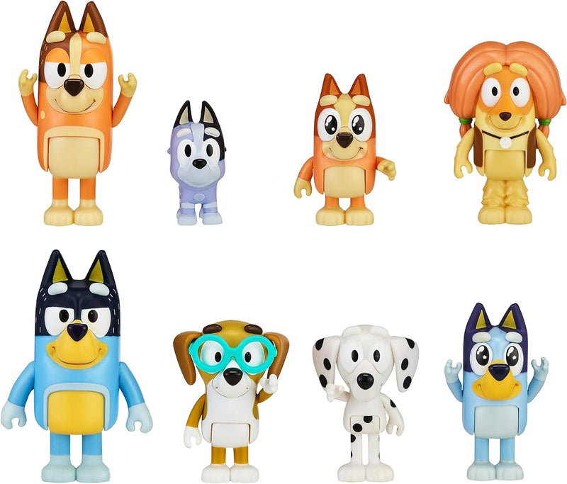 Bluey Blueys 8er-Figurenpack Familie und Freunde: 6,3–7,6 cm grosse Figuren mit beweglichen Gelenken