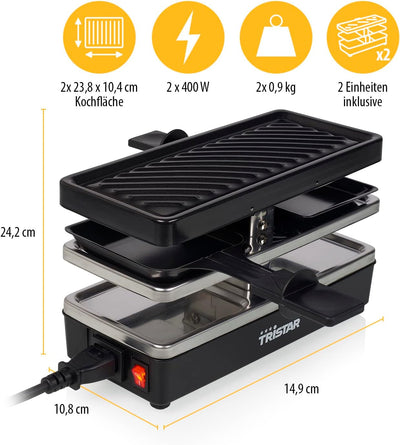 Tristar RA-2742 Raclette, Schwarz 4 Personen, 4 Personen