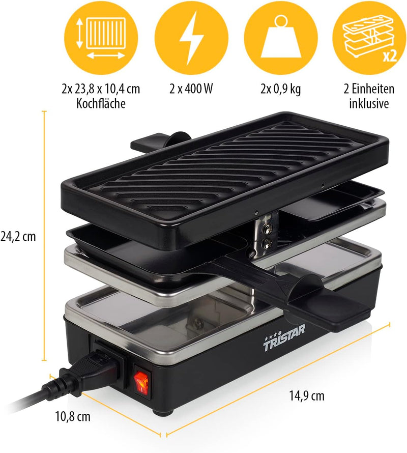 Tristar RA-2742 Raclette, Schwarz 4 Personen, 4 Personen